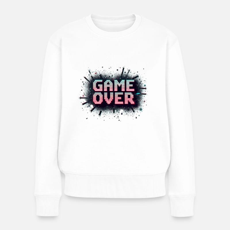 Game Over - Retro Gaming - Frauen Premium Bio Pullover - Weiß