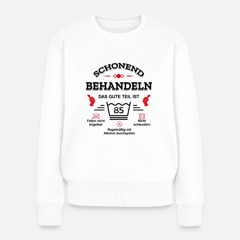 HANDLE MIT SORGFALT – 85 JAHRE PERFEKTION - Frauen Premium Bio Pullover - Weiß