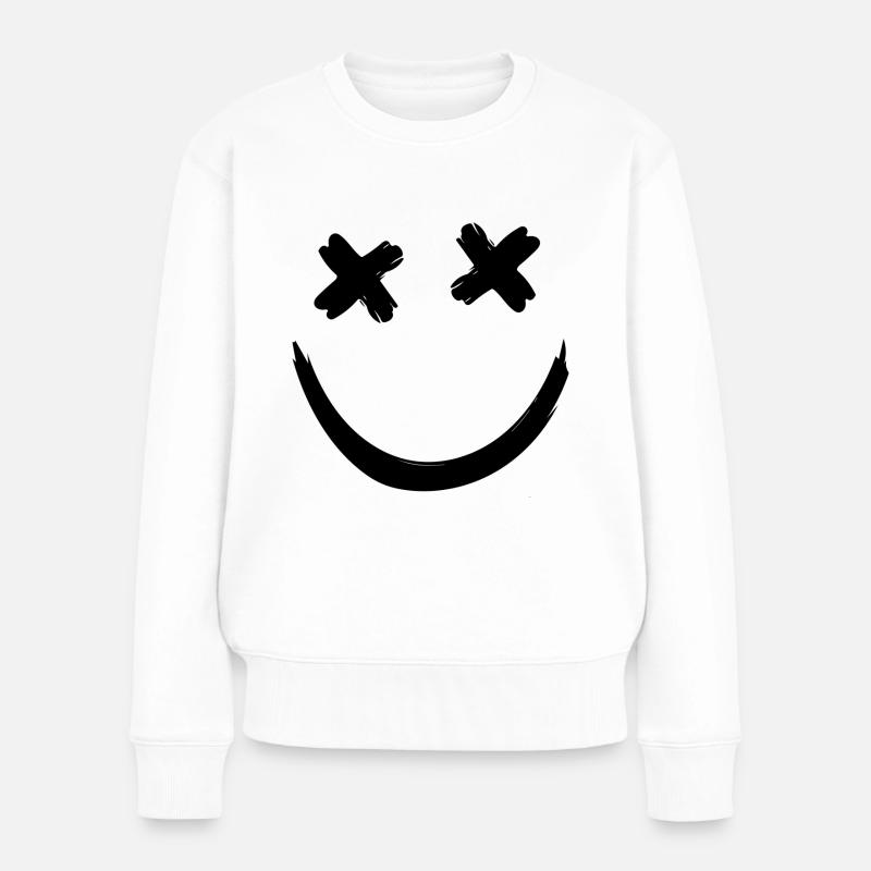 Dead Face Minimal Smile - Frauen Premium Bio Pullover - Weiß