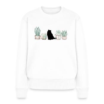 Chat et chatons De Fleuri Cactus - Pull Premium bio Femme - blanc - Devant - Julia (174cm)