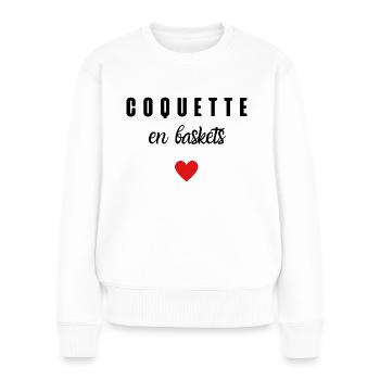 coquette en baskets - Pull Premium bio Femme - blanc - Devant - Julia (174cm)