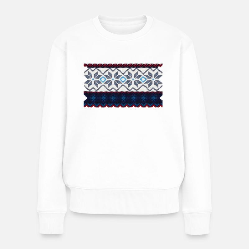 Norwegisches Pullovermuster - Frauen Premium Bio Pullover - Weiß