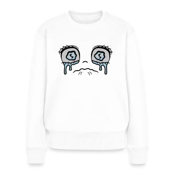 Sad crying girl face - Women's Premium Organic Jumper - white - Front - Julia (174cm)