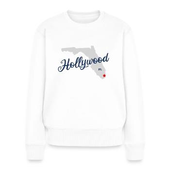 Hollywood - Florida - USA United States of America - Frauen Premium Bio Pullover - Weiß - Vorne - Julia (174cm)