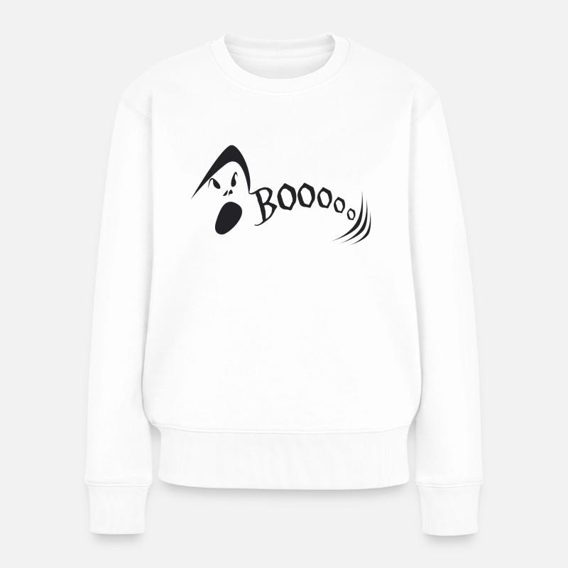 Halloween-Geist, geistern, - Frauen Premium Bio Pullover - Weiß
