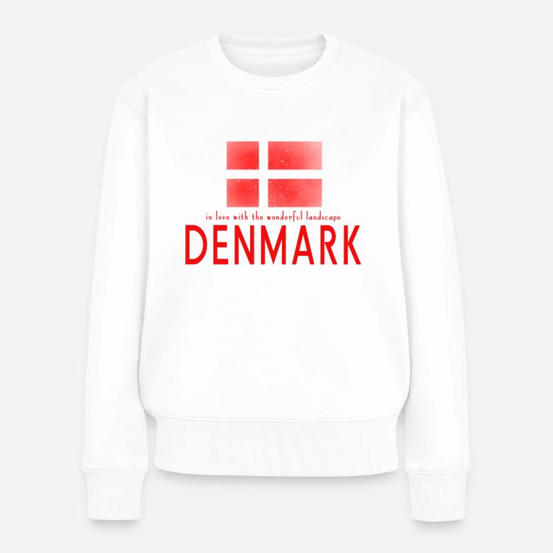 Dänemark Danmark - Frauen Premium Bio Pullover - Weiß