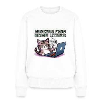 Bureau à domicile avec style et chat - Pull Premium bio Femme - blanc - Devant - Julia (174cm)