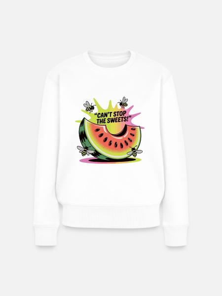 Wassermelone & Bienen – Lust auf Süßes - Frauen Premium Bio Pullover - Weiß