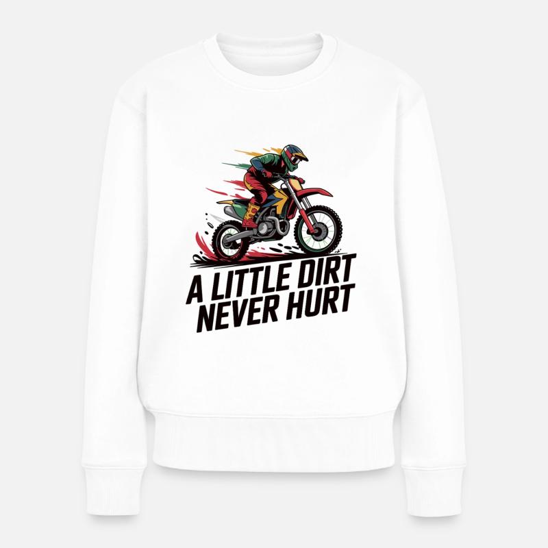 Motocross – Ein bisschen Dreck schadet nie - Frauen Premium Bio Pullover - Weiß