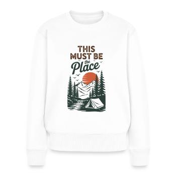 Camping Natur Retro Shirt - Frauen Premium Bio Pullover - Weiß - Vorne - Julia (174cm)
