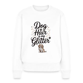 Les poils de chien sont mes paillettes - Pull Premium bio Femme - blanc - Devant - Julia (174cm)
