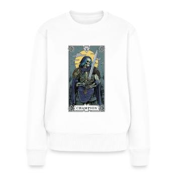 Skeleton Champion in Tarot Style - Women's Premium Organic Jumper - white - Front - Julia (174cm)