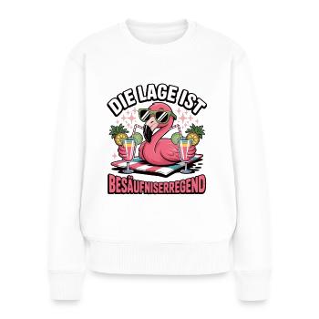 Party Flamingo Besäufnis - Frauen Premium Bio Pullover - Weiß - Vorne - Julia (174cm)