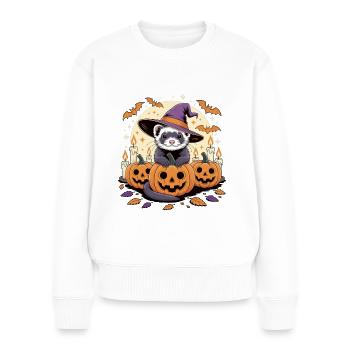 Chemise furet d’Halloween – Mignon et magique - Pull Premium bio Femme - blanc - Devant - Julia (174cm)