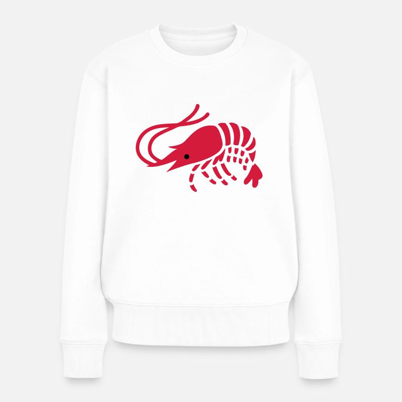 Garnele - Frauen Premium Bio Pullover - Weiß