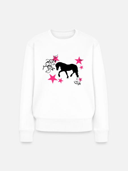 Tinker Friese Silhouette mit Sternen und Tribal - Frauen Premium Bio Pullover - Weiß