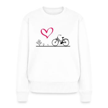 Bicycle woman heart love flowers leisure gift - Women's Premium Organic Jumper - white - Front - Julia (174cm)