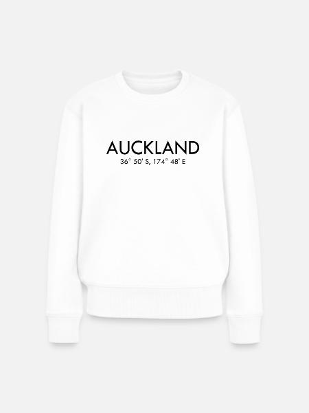 Auckland - New Zealand - Coordinates - Latitude - Frauen Premium Bio Pullover - Weiß