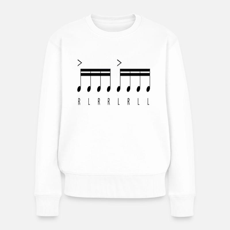 Paradiddle Music Notes Batteur PercussionNiste - Pull Premium bio Femme - blanc