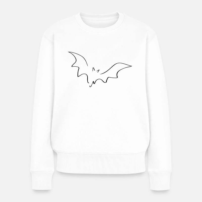 Fledermaus Line Art - Minimalistisch - Frauen Premium Bio Pullover - Weiß