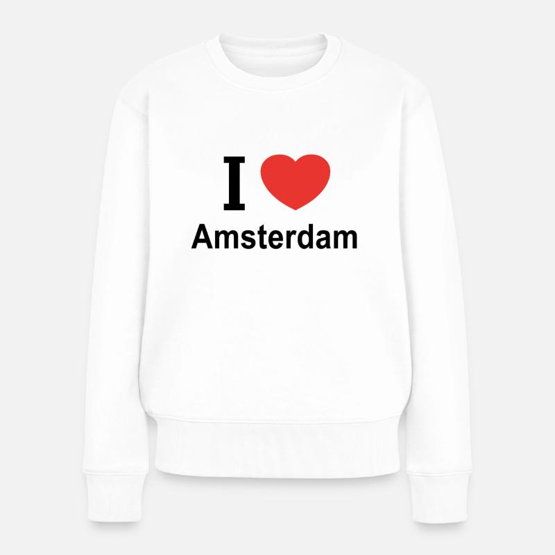 Ich liebe Amsterdam - Frauen Premium Bio Pullover - Weiß