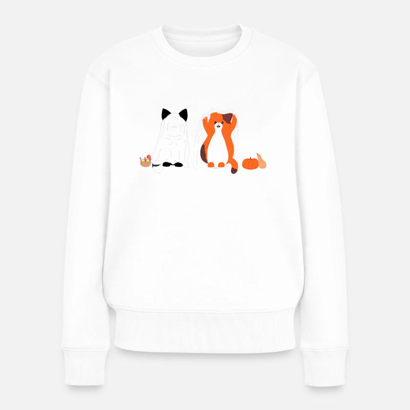 Chats d’Halloween - Pull Premium bio Femme - blanc