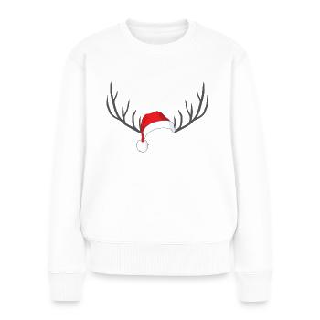 Cerf avec bonnet de Noël - Pull Premium bio Femme - blanc - Devant - Julia (174cm)