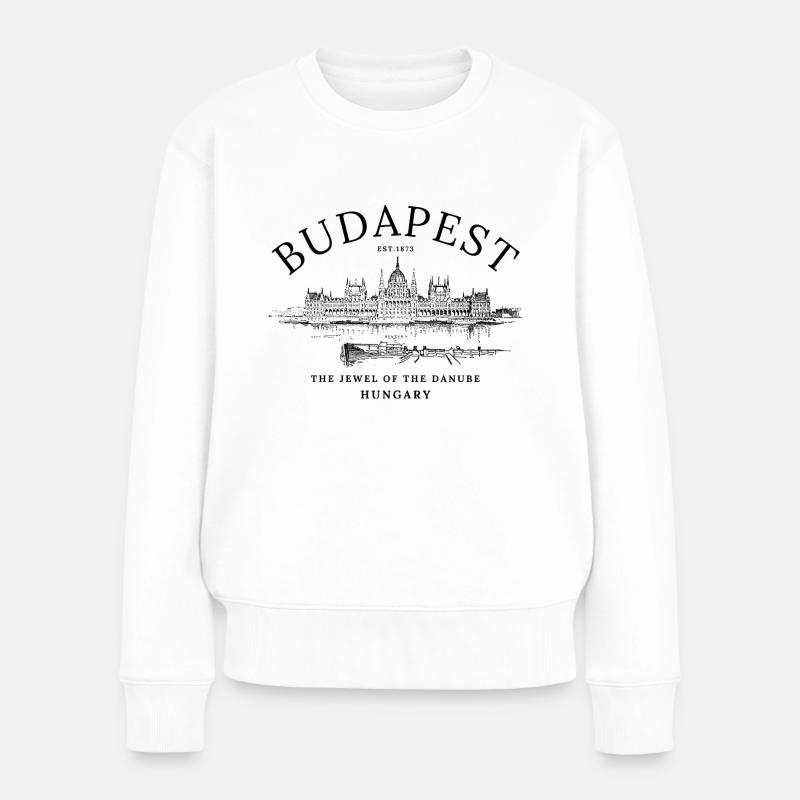 Budapest Ungarn Est 1873 - Frauen Premium Bio Pullover - Weiß