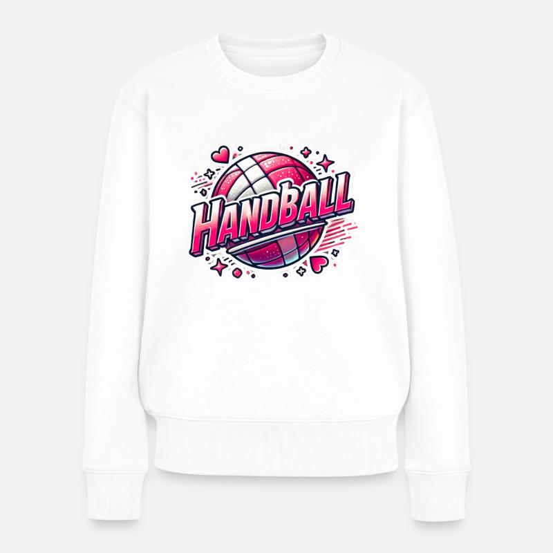 Handball in rosa - Frauen Premium Bio Pullover - Weiß