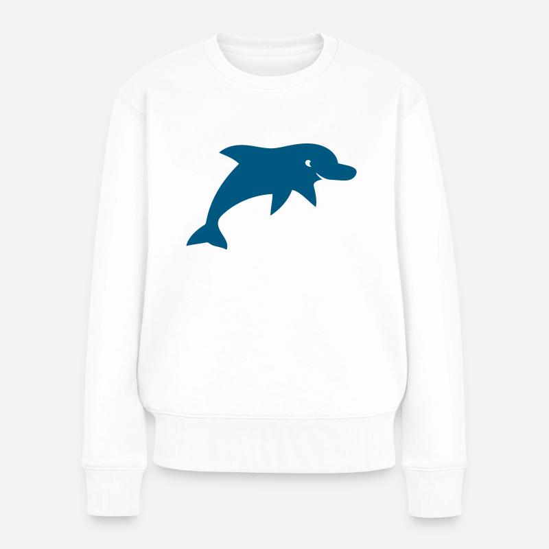 delphins - Frauen Premium Bio Pullover - Weiß