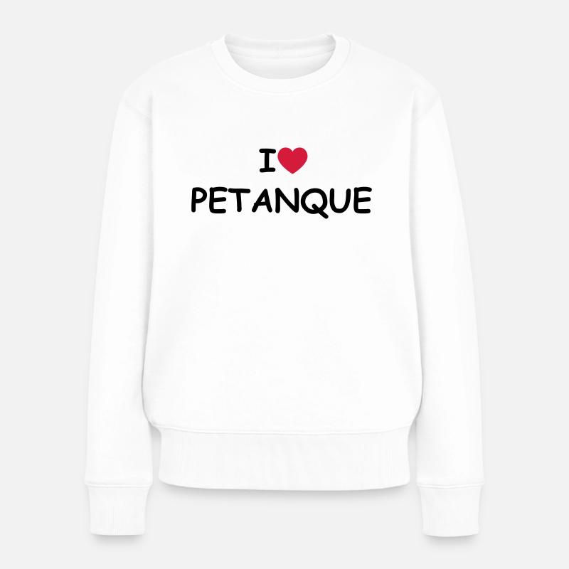 I love/heart Petanque - Frauen Premium Bio Pullover - Weiß
