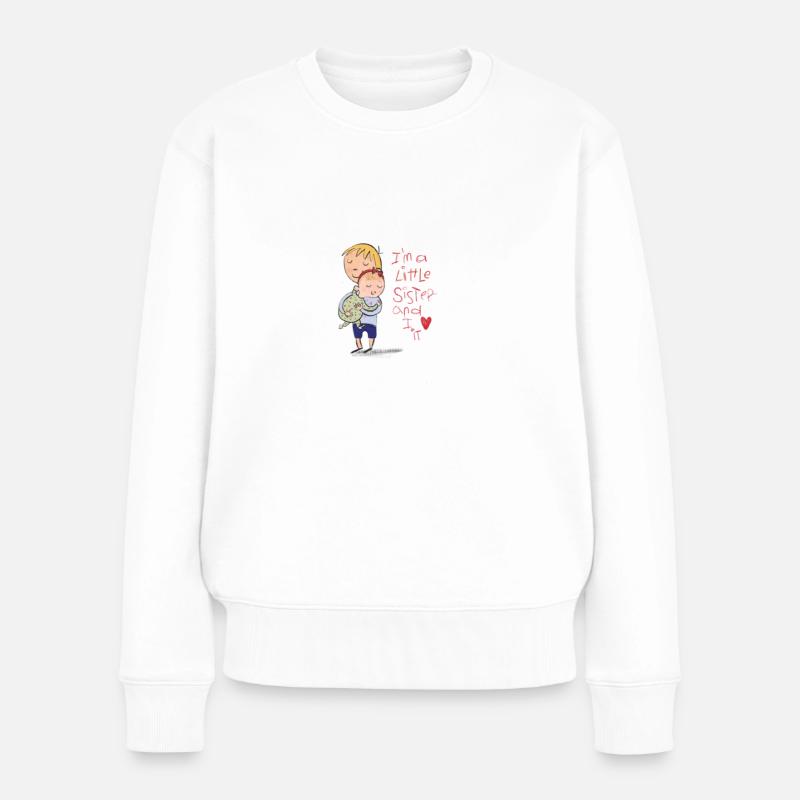 Ich bin kleine Schwester und ich liebe es - Frauen Premium Bio Pullover - Weiß