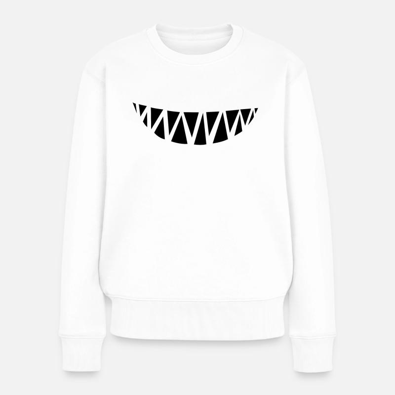 Monster Zähne - Frauen Premium Bio Pullover - Weiß