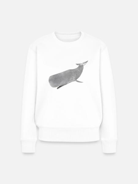 Pottwal, Wal, Walfisch - Frauen Premium Bio Pullover - Weiß