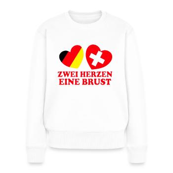 Deutschland Schweiz - Frauen Premium Bio Pullover - Weiß - Vorne - Julia (174cm)