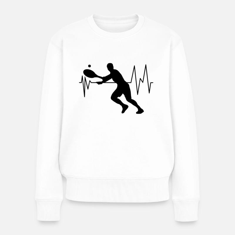Tennisspieler - Frauen Premium Bio Pullover - Weiß