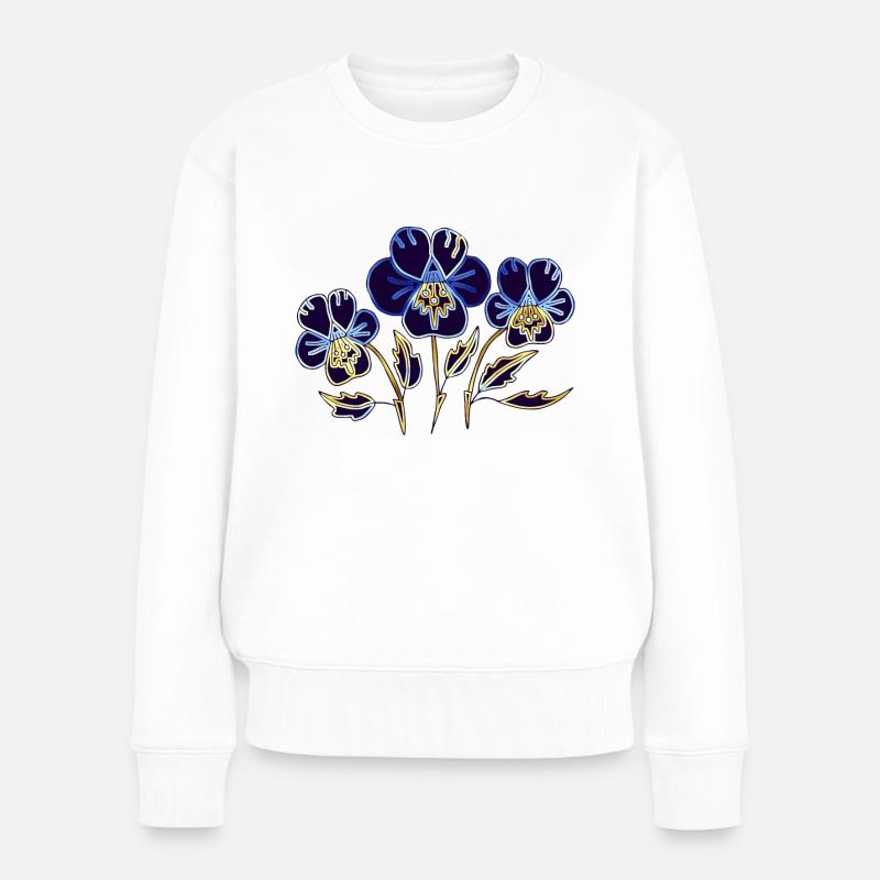 Blumen - Frauen Premium Bio Pullover - Weiß