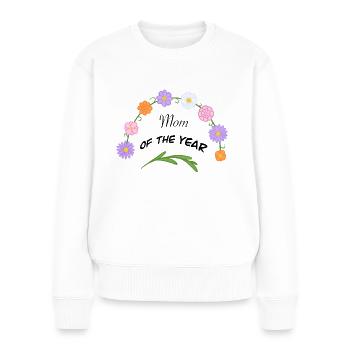 Maman de l’année - Pull Premium bio Femme - blanc - Devant - Julia (174cm)