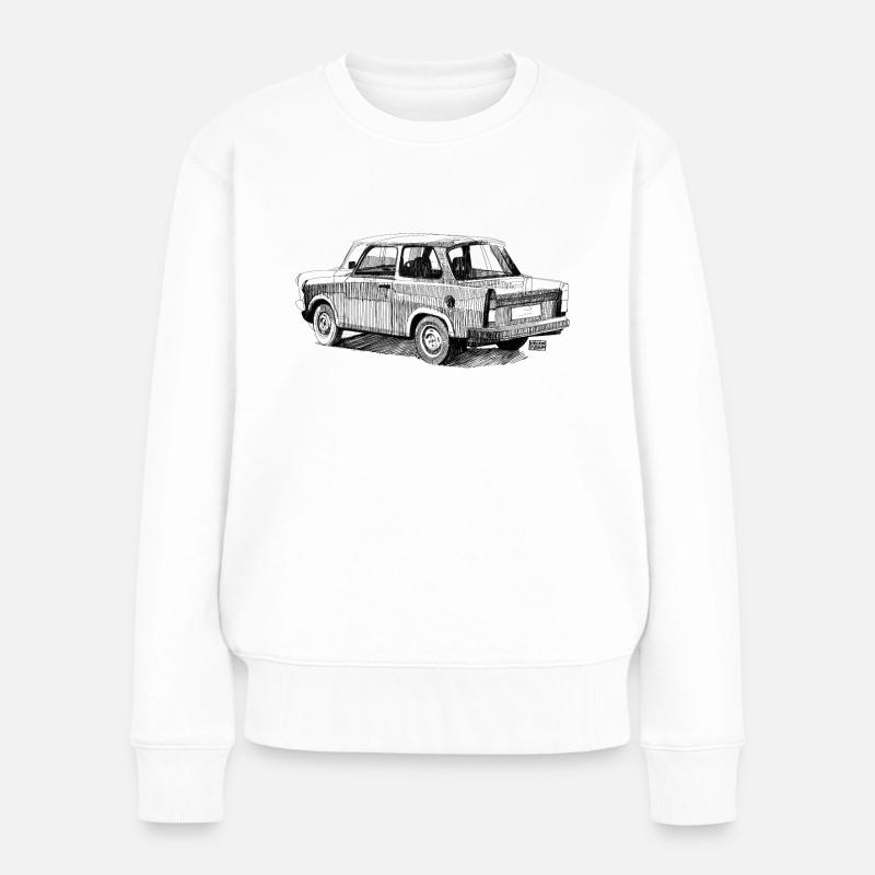 Handgezeichneter - Frauen Premium Bio Pullover - Weiß