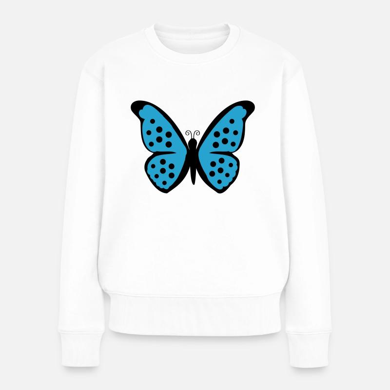 Schmetterling - Frauen Premium Bio Pullover - Weiß