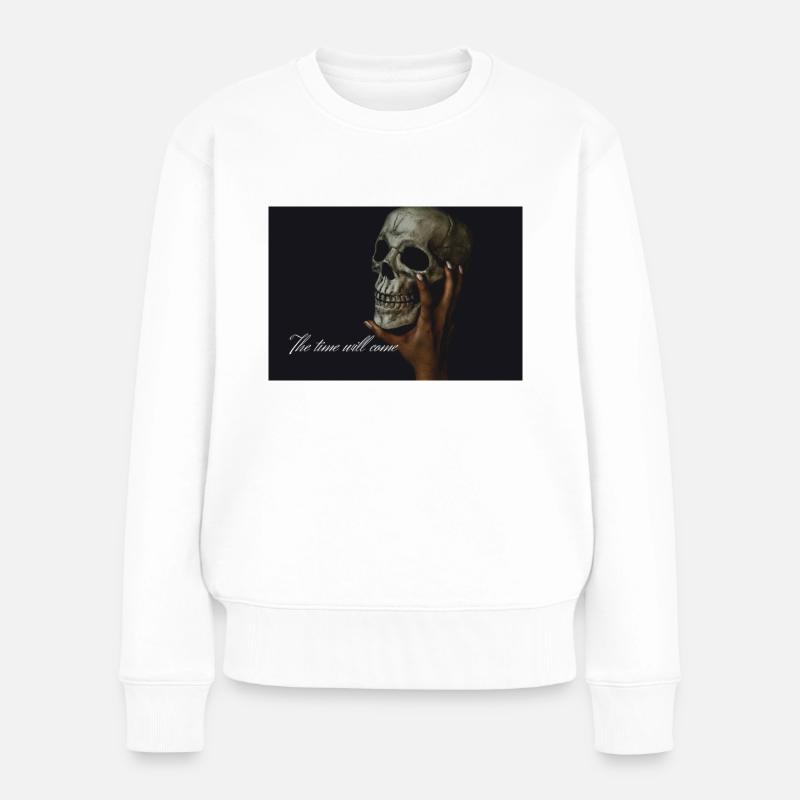 Totenkopf - Frauen Premium Bio Pullover - Weiß