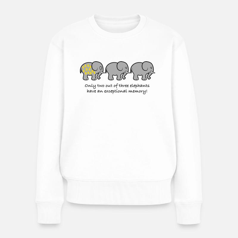 Elefant Gedächnis Spruch lustig - Frauen Premium Bio Pullover - Weiß