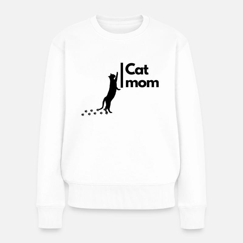 CAT mom cut - Frauen Premium Bio Pullover - Weiß