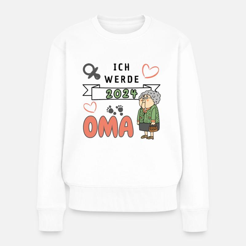 Ich werde 2024 Oma - Frauen Premium Bio Pullover - Weiß