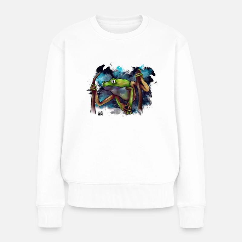 Frog Split - Women's Premium Organic Jumper - white