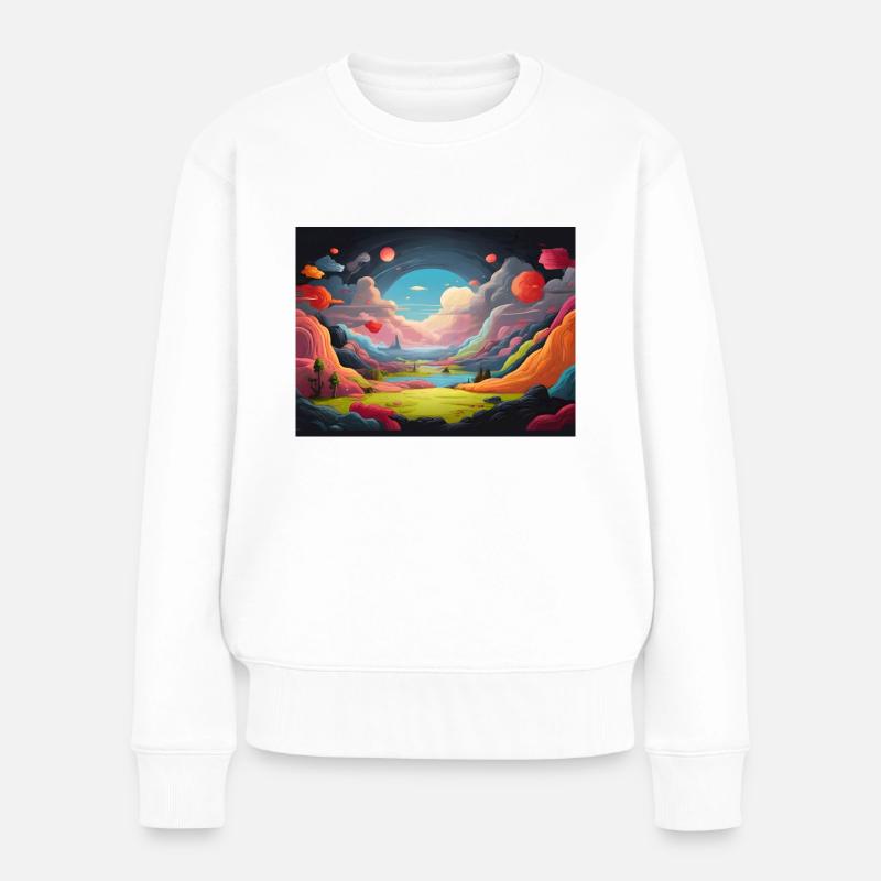 Bunte Landschaft - Frauen Premium Bio Pullover - Weiß
