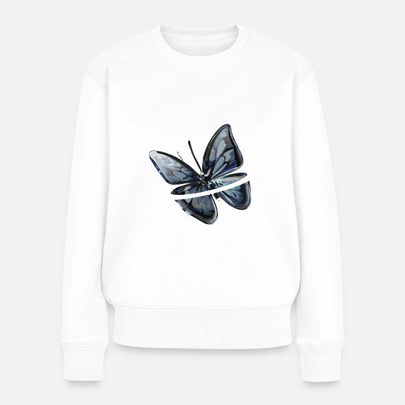 Butterfly Where Elegance Takes Flight - Frauen Premium Bio Pullover - Weiß