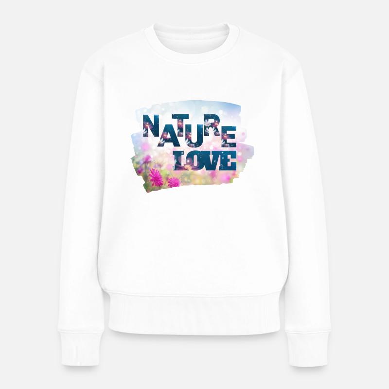 Nature Love Flower - Frauen Premium Bio Pullover - Weiß