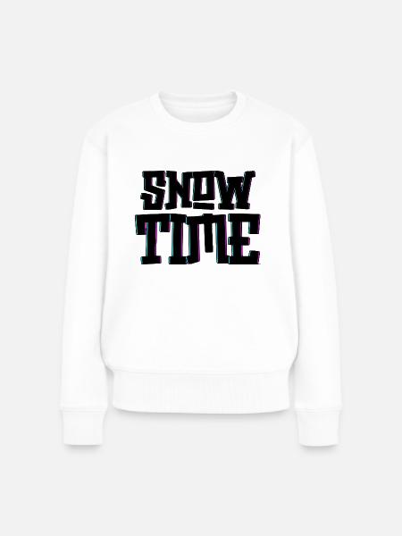 winterzeit snowtime - Frauen Premium Bio Pullover - Weiß