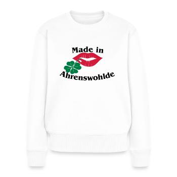 Made in Ahrenswohlde - Frauen Premium Bio Pullover - Weiß - Vorne - Julia (174cm)